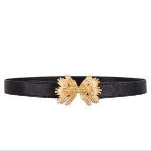 Raina Black "Starburst" Belt with Gold Buckle